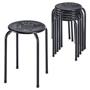 ldaily multipurpose stool chairs, small stool sets, metal stool with dome, stackable backless kitchen stool indoor outdoor, furniture stools, suitable for garden, living room, home, black (6-pack)