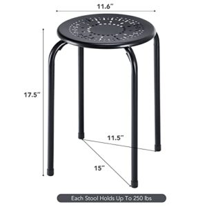 LDAILY Multipurpose Stool Chairs, Small Stool Sets, Metal Stool with Dome, Stackable Backless Kitchen Stool Indoor Outdoor, Furniture Stools, Suitable for Garden, Living Room, Home, Black (6-Pack)