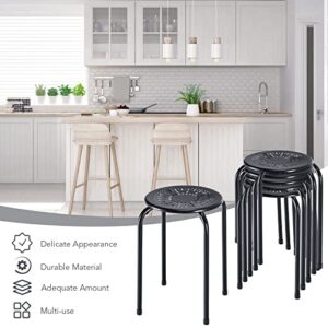 LDAILY Multipurpose Stool Chairs, Small Stool Sets, Metal Stool with Dome, Stackable Backless Kitchen Stool Indoor Outdoor, Furniture Stools, Suitable for Garden, Living Room, Home, Black (6-Pack)