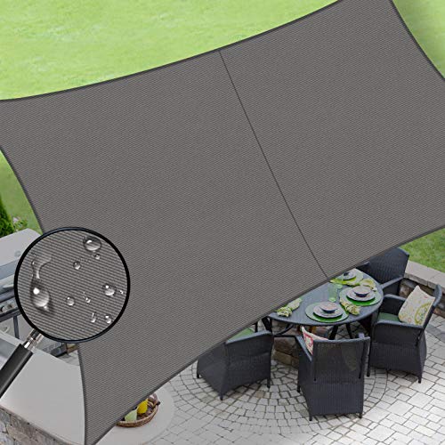 LOVE STORY Waterproof 10'×13' Rectangle Dark Grey Sun Shade Sail Canopy UV Resistant for Outdoor Patio Garden Backyard