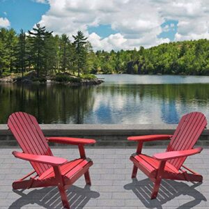 Merry Garden Northbeam Outdoor Lawn Garden Portable Foldable Wooden Adirondack Accent Chair,Deck,Porch,and Patio Seating with 250 Pound Capacity,Red