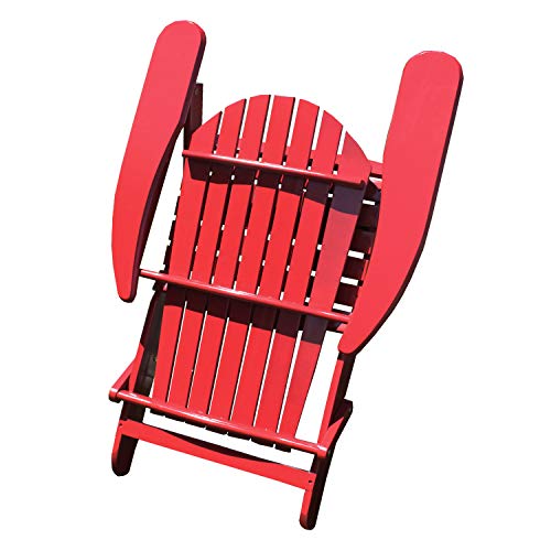 Merry Garden Northbeam Outdoor Lawn Garden Portable Foldable Wooden Adirondack Accent Chair,Deck,Porch,and Patio Seating with 250 Pound Capacity,Red