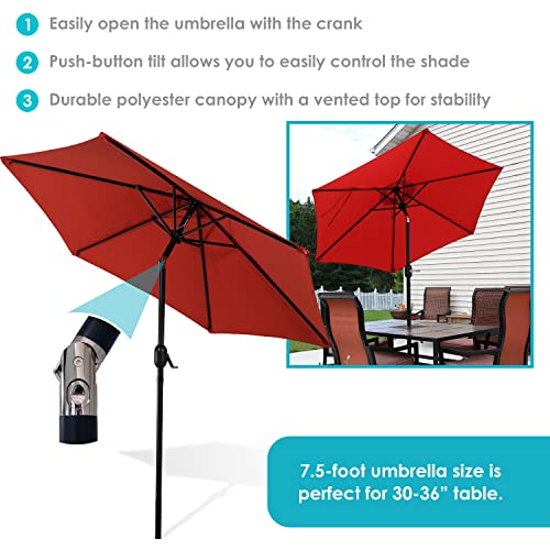 Sunnydaze 7.5 Foot Outdoor Patio Umbrella with Tilt & Crank, Aluminum, Burnt Orange