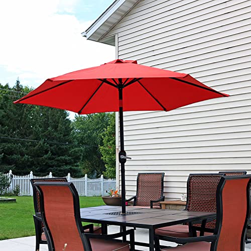 Sunnydaze 7.5 Foot Outdoor Patio Umbrella with Tilt & Crank, Aluminum, Burnt Orange