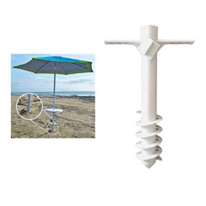hemoton sun umbrella auger beach umbrella sand anchor, umbrella holder stand, beach umbrella anchor five- pin sand grabber for strong winds (white)