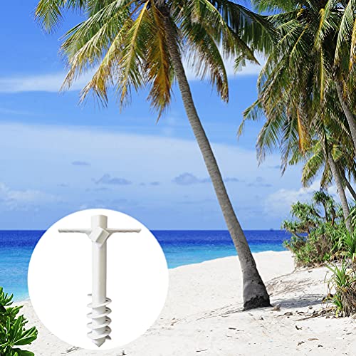 Hemoton Sun Umbrella Auger Beach Umbrella Sand Anchor, Umbrella Holder Stand, Beach Umbrella Anchor Five- pin Sand Grabber for Strong Winds (White)