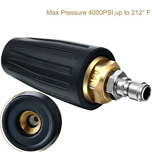 4000 PSI Pressure Washer Rotating Turbo Nozzle 4.0 GPM Quick Connector Turbo Nozzle with 7 Pieces Spray Nozzle Tips Kit Multiple Degrees (0, 15, 25, 40, 65 Degrees, Rinse1, Soap2)