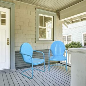 Northlight 34-Inch Outdoor Retro Tulip Armchair, Sky Blue