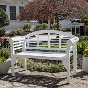 Decor Therapy Terra Wood Outdoor Bench, White