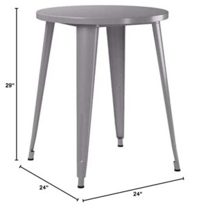 Flash Furniture Commercial Grade 24" Round Silver Metal Indoor-Outdoor Table