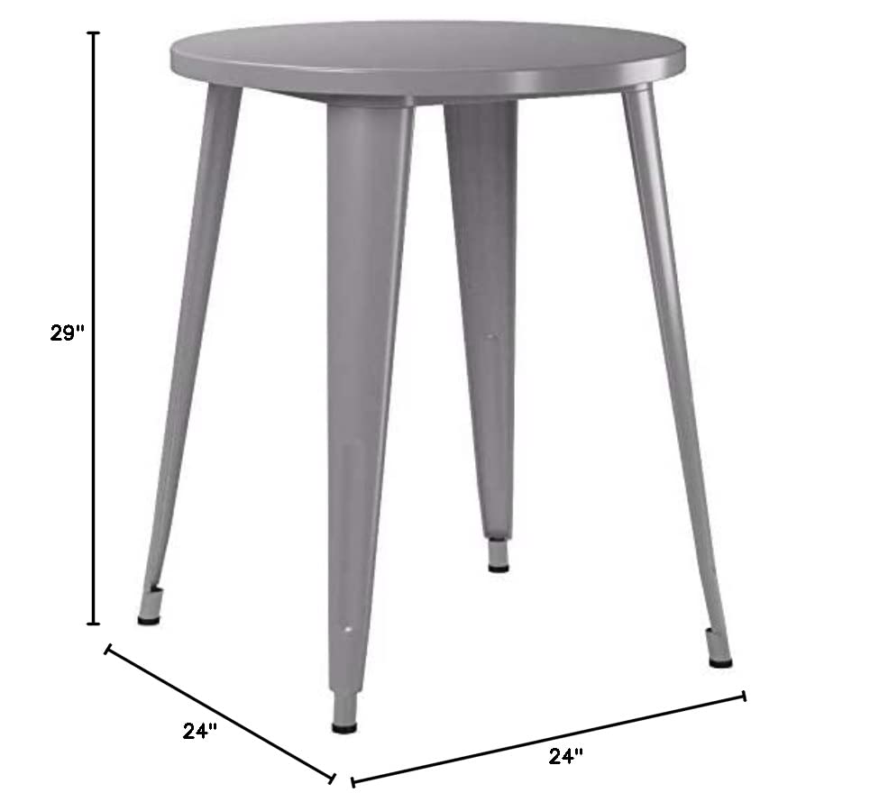 Flash Furniture Commercial Grade 24" Round Silver Metal Indoor-Outdoor Table