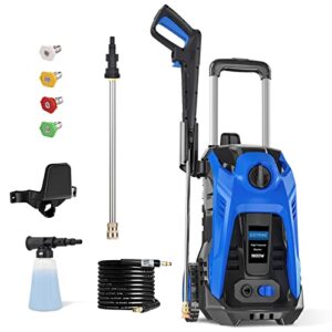 electric power washers – 3500 psi + 2.6 gpm high pressure washer electric powered washers with adjustable spray nozzle foam cannon and hose reel, ipx5 car water power washer for home/driveway/patio