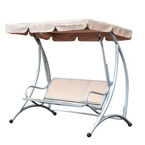 3 seat outdoor patio swing chair, swing canopy waterproof cover outdoor 3 person chair top cover(beige)
