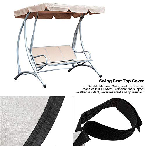 3 Seat Outdoor Patio Swing Chair, Swing Canopy Waterproof Cover Outdoor 3 Person Chair Top Cover(Beige)