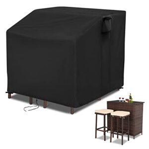 guisong 41 inch waterproof outdoor bar set cover, protective patio bar set cover for wicker bar table set/balcony bar set with stools-black
