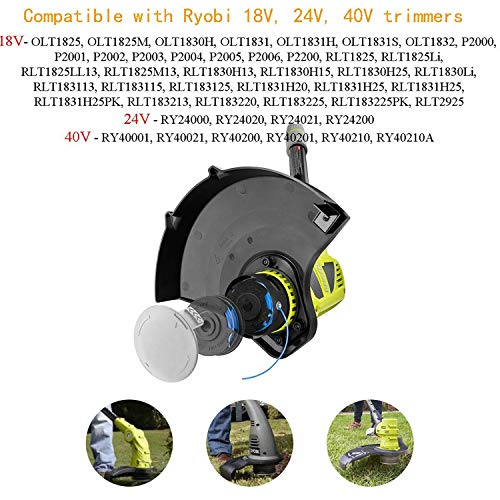 THTEN String Trimmer Spool Replacement for Ryobi One Plus AC14RL3A 18V 24V 40V 11ft 0.065" Auto Feed Cordless Weed Eater Spools Line with AC14HCA Cap Covers Parts (6 Spools, 1 Cap)