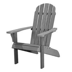 polyteak adirondack chair, premium weather resistant poly lumber, outdoor patio furniture, up to 300 lbs, plastic adirondack chairs for porch, deck, & pool side, traditional element collection, grey