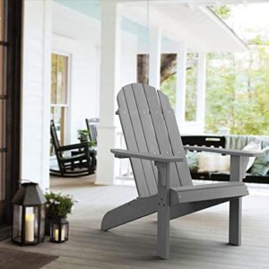 PolyTEAK Adirondack Chair, Premium Weather Resistant Poly Lumber, Outdoor Patio Furniture, Up to 300 lbs, Plastic Adirondack Chairs for Porch, Deck, & Pool Side, Traditional Element Collection, Grey