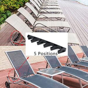 Curqia 4pcs Adjustment Brackets for Chaise Lounge Heavy Duty Back Support for Outdoor Reclining Lounge Chairs Replacement (5 Position, Black)