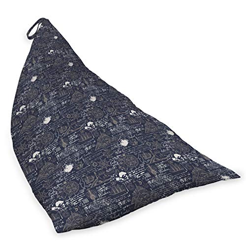 Lunarable Nautical Lounger Chair Bag, Intricate Sailing Elements Grunge Style Vintage Hand Written Elements, High Capacity Storage with Handle Container, Lounger Size, Dark Indigo Multicolor