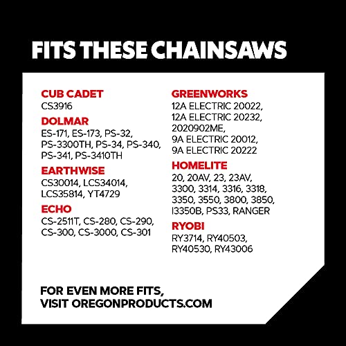 Oregon S52 AdvanceCut Chainsaw Chain for 14-Inch Bar – 52 Drive Links, Replacement Low-Kickback Chainsaw Blade, .050 Inch Gauge, 3/8 Inch Pitch, fits Poulan, Ryobi and more (S52X3)