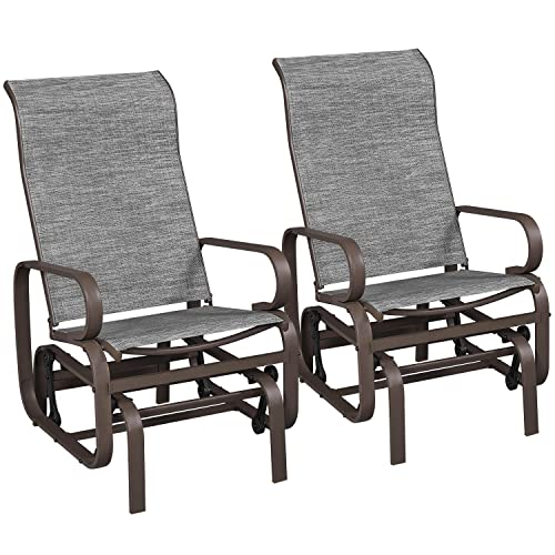 Yaheetech Outdoor Patio Glider, Rocking Lounge Chair with Texteline Fabric and Steel Construction for Porch Patio Balcony Set of 2