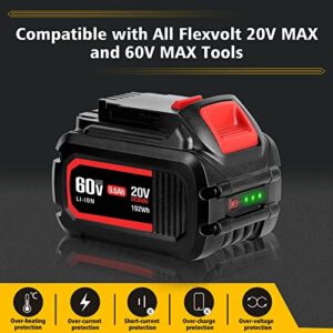 Jialitt DCB606 DCB609 9.6Ah Replacement for Dewalt 20V/60V MAX Battery, Compatible with DewaIt 120V DCB606-2 DCB609 DCB612 DCB205 DCB200 Cordless Power Tools Lithium-Ion Batteries and Chargers