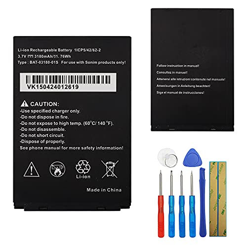 Replacement Battery BAT-03180-01S Compatible with Sonim XP5 XP5S XP5700 XP5800 with Tools