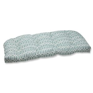 pillow perfect outdoor/indoor rhodes quartz tufted loveseat cushion, 44″ x 19″, blue