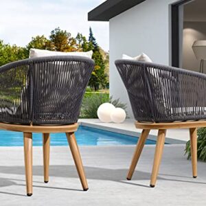 PURPLE LEAF 9 Pieces Outdoor Metal Furniture Set Patio Conversation Sets Wood Pattern Dining Set, 1 Dining Table and 8 Modern Chairs with Cushions Seat