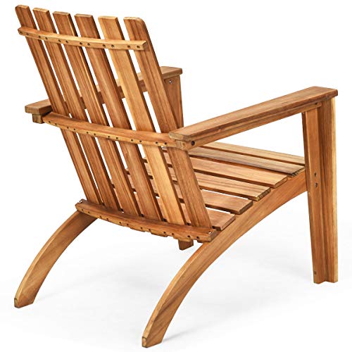 HAPPYGRILL Adirondack Chair Outdoor Acacia Wood Classic Adirondack Armchair Ergonomic Lounge Chair for Poolside Balcony Yard Patio Garden