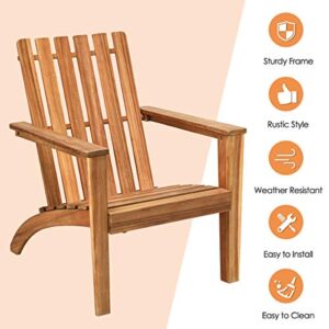 HAPPYGRILL Adirondack Chair Outdoor Acacia Wood Classic Adirondack Armchair Ergonomic Lounge Chair for Poolside Balcony Yard Patio Garden