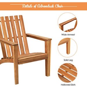 HAPPYGRILL Adirondack Chair Outdoor Acacia Wood Classic Adirondack Armchair Ergonomic Lounge Chair for Poolside Balcony Yard Patio Garden