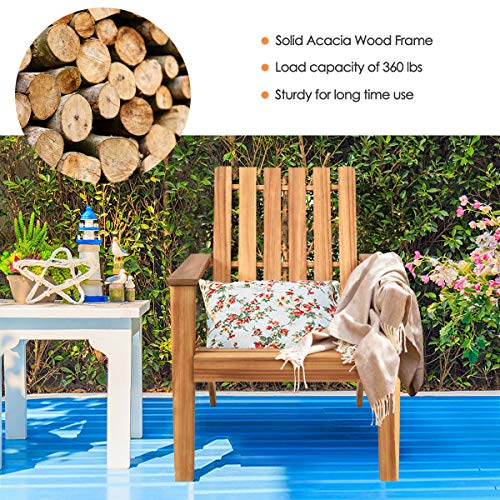 HAPPYGRILL Adirondack Chair Outdoor Acacia Wood Classic Adirondack Armchair Ergonomic Lounge Chair for Poolside Balcony Yard Patio Garden