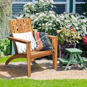 HAPPYGRILL Adirondack Chair Outdoor Acacia Wood Classic Adirondack Armchair Ergonomic Lounge Chair for Poolside Balcony Yard Patio Garden