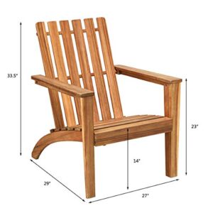 HAPPYGRILL Adirondack Chair Outdoor Acacia Wood Classic Adirondack Armchair Ergonomic Lounge Chair for Poolside Balcony Yard Patio Garden