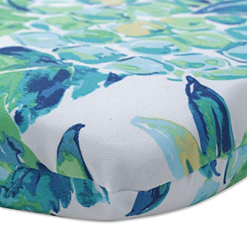 Pillow Perfect Outdoor/Indoor Vida Opal Round Corner Chair Cushion, 40.5" x 21", Blue