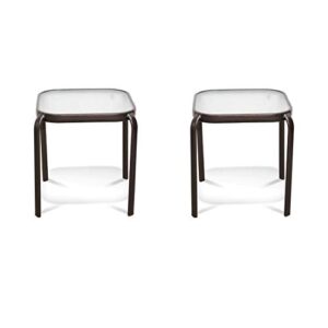 outdoor end table never rust aluminum and glass (2 piece, bronze)