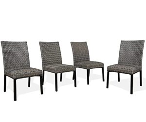 ulaxfurniture patio rattan wicker dining chairs indoor outdoor woven padded chairs (set of 4)
