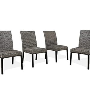 Ulaxfurniture Patio Rattan Wicker Dining Chairs Indoor Outdoor Woven Padded Chairs (Set of 4)