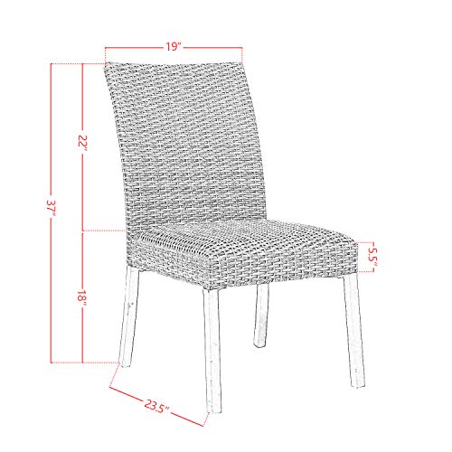 Ulaxfurniture Patio Rattan Wicker Dining Chairs Indoor Outdoor Woven Padded Chairs (Set of 4)