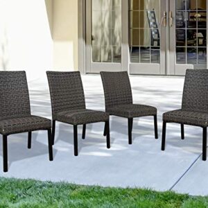 Ulaxfurniture Patio Rattan Wicker Dining Chairs Indoor Outdoor Woven Padded Chairs (Set of 4)