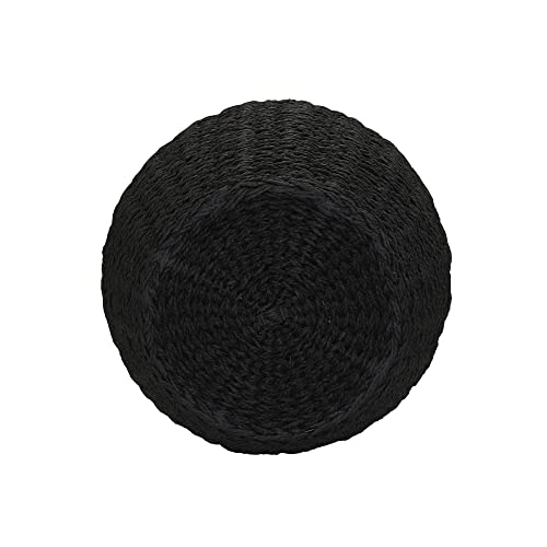 Household Essentials, Black Handwoven Paper Rope Barrel Wicker Storage Basket Side Table