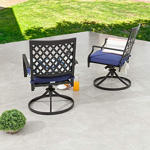 LOKATSE HOME Patio Swivel Dining Chairs Set of 2 with Cushion Bistro Outdoor Furniture for Garden Backyard Poolside, Blue