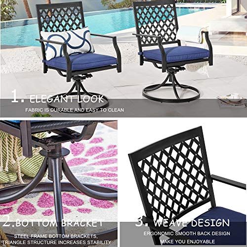 LOKATSE HOME Patio Swivel Dining Chairs Set of 2 with Cushion Bistro Outdoor Furniture for Garden Backyard Poolside, Blue