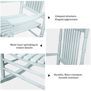 Caymus Solid Hardwood Outdoor Rocking Chair Country Plantation Porch Rocker Provide Comfortable Seating on Patio or Deck (Chair, White)