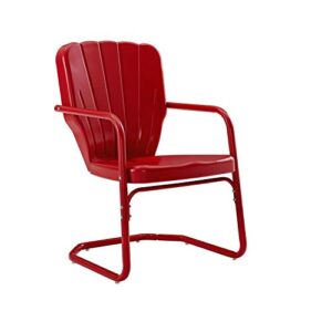 crosley furniture ridgeland retro metal chair, red