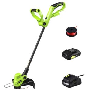 cordless string trimmer – snapfresh battery operated lawntrimmer, 20v line string trimmer with battery & charger for adjustable angle cutting, lightweight string trimmer / edger in garden & outdoor