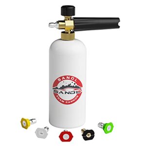 SANOL Foam Cannon with 1/4 Quick Connect for Pressure Washer Gun and Wand with 1L Bottle 5 Pressure Washer Nozzle Tips