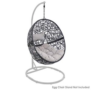 Sunnydaze Jackson Hanging Egg Chair - Resin Wicker - Modern All-Weather Construction - Outdoor Lounging Chair - Large Basket Style with Removable Gray Cushions